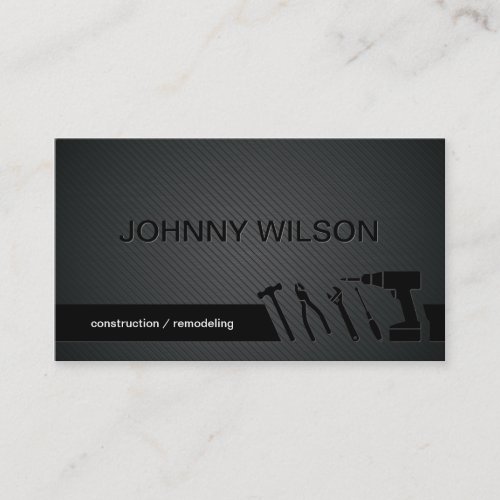 Elegant Etch Black Metal Twill Construction Business Card