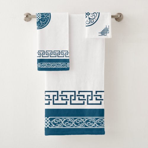 Elegant Eternal Life Cycle Mongolian Pattern Bath Towel Set