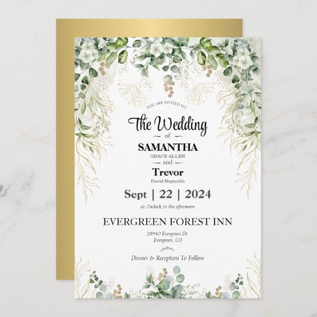 Elegant Eternity: Join us on our Wedding Day Invit Invitation (Front/Back)