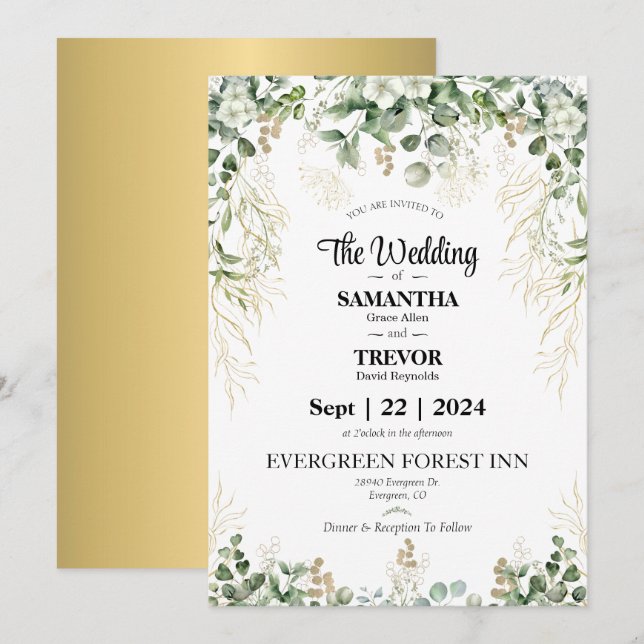 Elegant Eternity: Join us on our Wedding Day  Invitation (Front/Back)