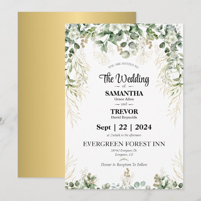 Elegant Eternity: Join us on our Wedding Day  Invitation (Front/Back)