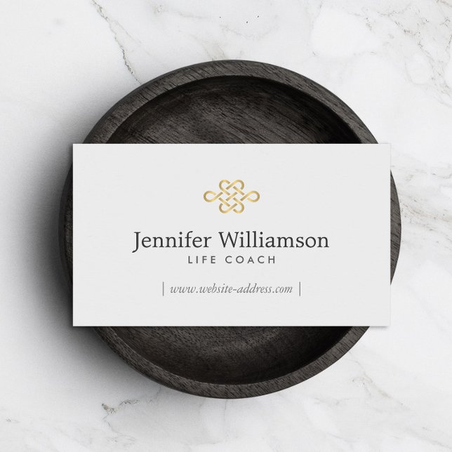 Elegant Eternity Knot, Infinity Knot Gold/Lt Gray Business Card (Creator Uploaded)