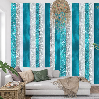 Elegant Ethereal Serene Turquoise stripes Wallpaper