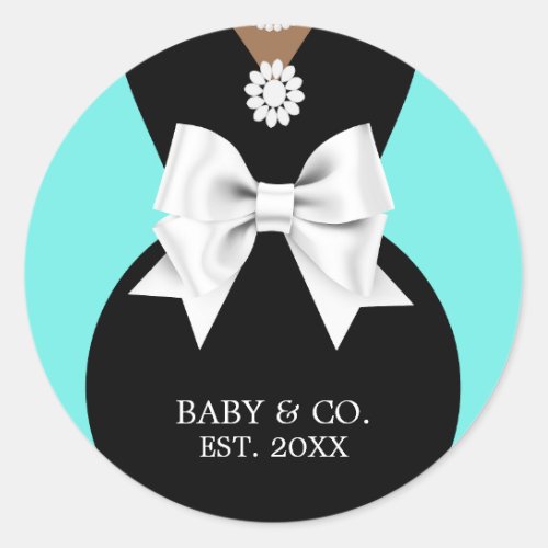 Elegant Ethnic Aqua Baby  Co Tiffany Baby Shower Classic Round Sticker