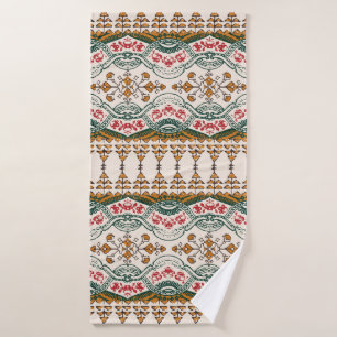 elegant ethnic border pattern with floral boho ele bath towel