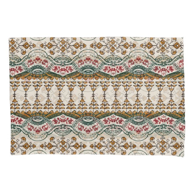 Elegant Ethnic Floral Boho Border Pillow Case (Front)