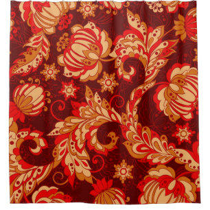 Elegant Ethnic Flowers Seamless Pattern Shower Curtain