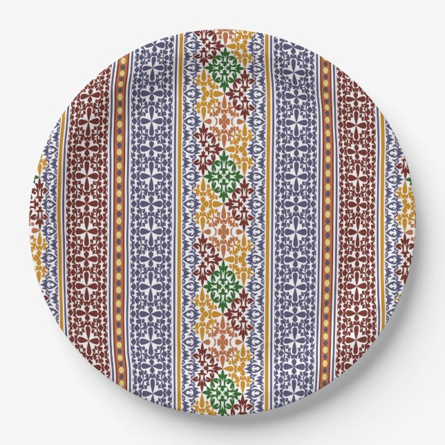 elegant ethnic pattern   paper plates (Front)