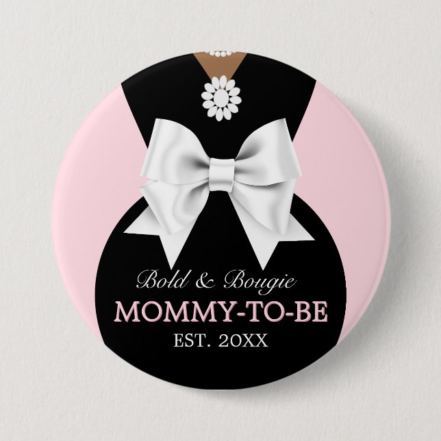 Elegant Ethnic Pink Baby & Co Tiffany Baby Shower Button (Front)
