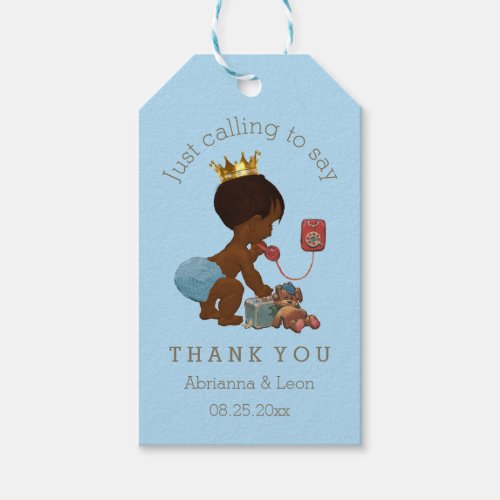 Elegant Ethnic Prince on Phone Thank You Gift Tags