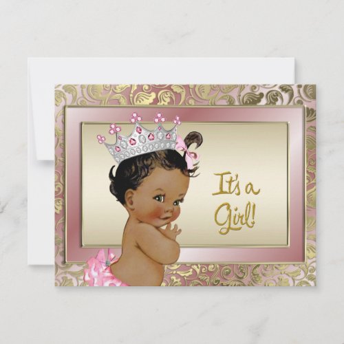 Elegant Ethnic Princess Pink and Gold Baby Shower Invitation