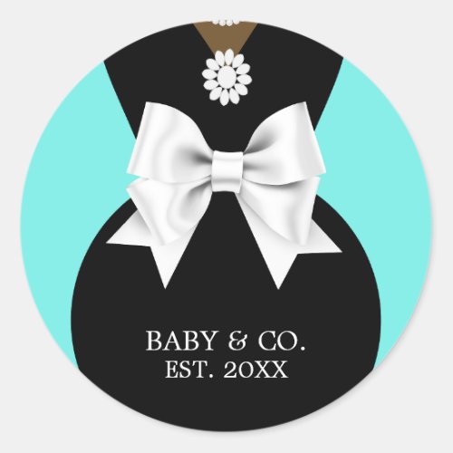 Elegant Ethnic Teal Baby  Co Tiffany Baby Shower Classic Round Sticker