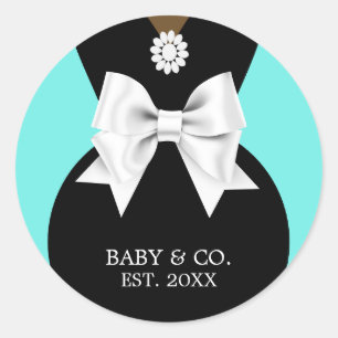 Elegant Ethnic Teal Baby & Co Tiffany Baby Shower Classic Round Sticker