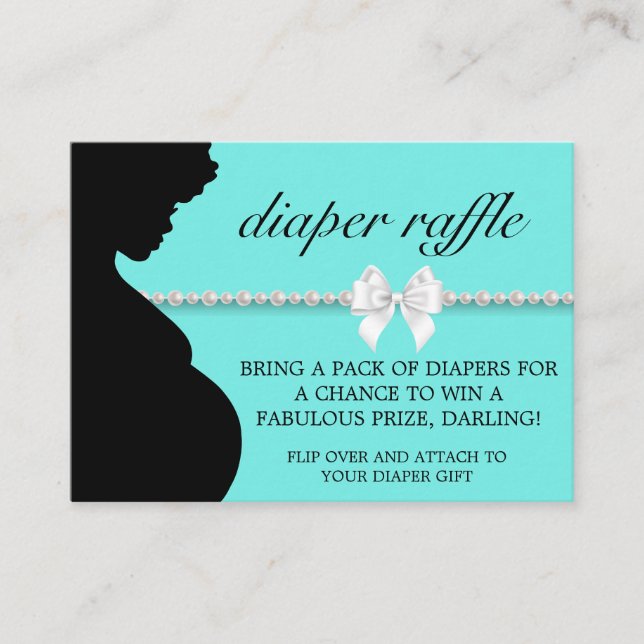 Elegant Ethnic Tiffany Diaper Raffle Baby Shower Enclosure Card (Front)