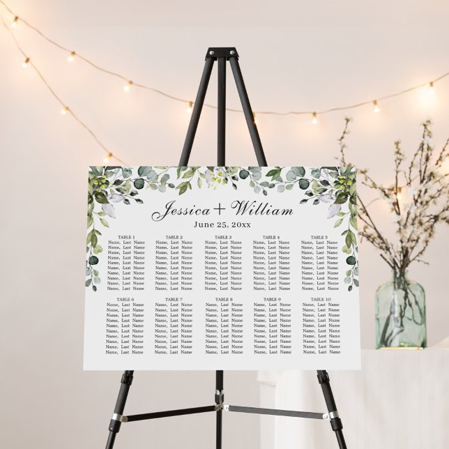 Elegant Eucalyptus 10 Tables SEATING CHART Foam Board (Creator Uploaded)