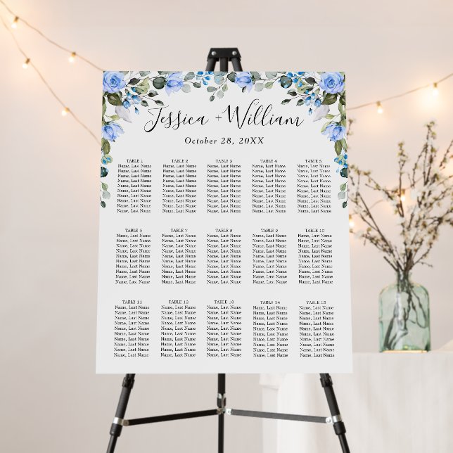 Elegant Eucalyptus 15 Tables SEATING CHART Foam Board (In Situ (Stand))