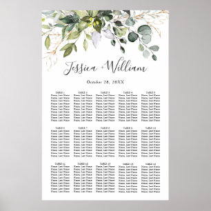 Elegant Eucalyptus 15 Tables Wedding SEATING CHART