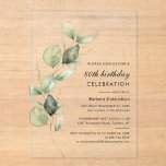 Elegant Eucalyptus 80th Birthday Party Acrylic Invitations<br><div class="desc">Elegant Eucalyptus 80th Birthday Party Invitation template you can easily customize or repurpose for other milestone events by clicking the "Personalize" button.</div>