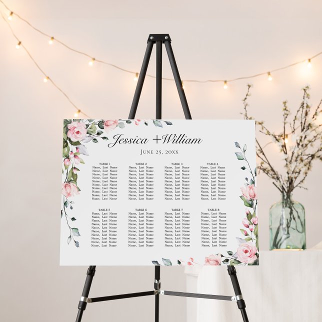 Elegant Eucalyptus 8 Tables SEATING CHART Foam Boa Board (Creator Uploaded)