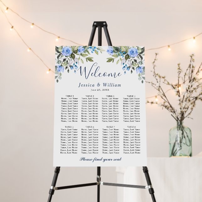Elegant Eucalyptus 8 Tables SEATING CHART Foam Board (In Situ (Stand))