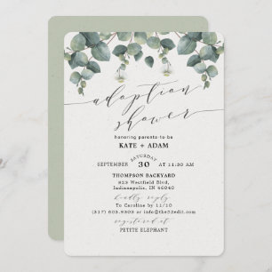 Elegant Eucalyptus Adoption Baby Shower Invitation