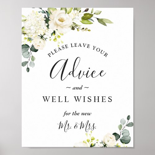Elegant Eucalyptus Advice and Well Wishes Wedding  Poster