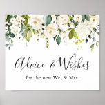 Elegant Eucalyptus Advice and Well Wishes Wedding  Poster<br><div class="desc">Watercolor Eucalyptus Cards and Gifts Wedding Sign. The default size is 8 x 10 inches,  you can change it to any size. For further customization,  please click the "customize further" link and use our design tool to modify this template.  If you need help or matching items,  please contact me.</div>