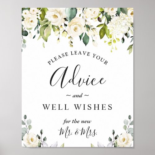 Elegant Eucalyptus Advice and Well Wishes Wedding Poster
