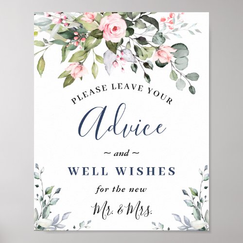 Elegant Eucalyptus Advice  Wishes Wedding Sign