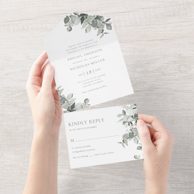 Elegant Eucalyptus All In One Invitation (Tearaway)