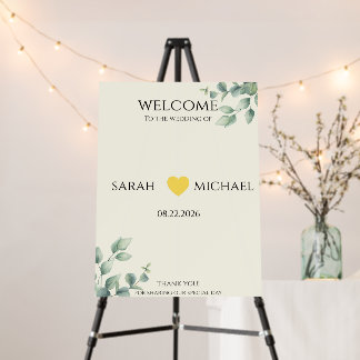 Elegant Eucalyptus and Butter yellow Wedding Welco Foam Board