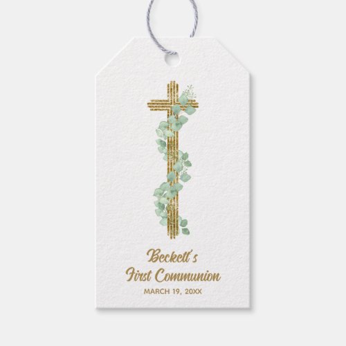 Elegant Eucalyptus and Cross First Communion