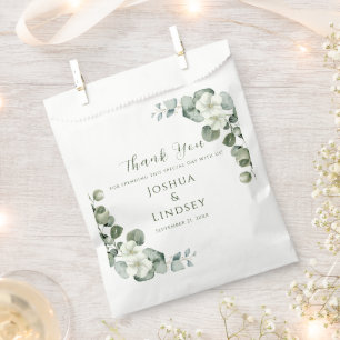 Elegant Eucalyptus and White Blossom Wedding Favor Bag