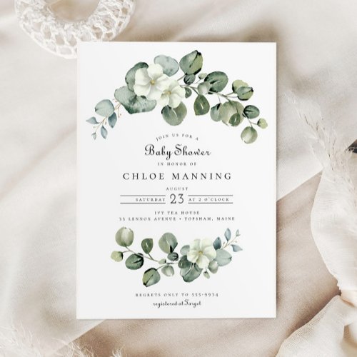 Elegant Eucalyptus Arch Greenery Baby Shower Invitation