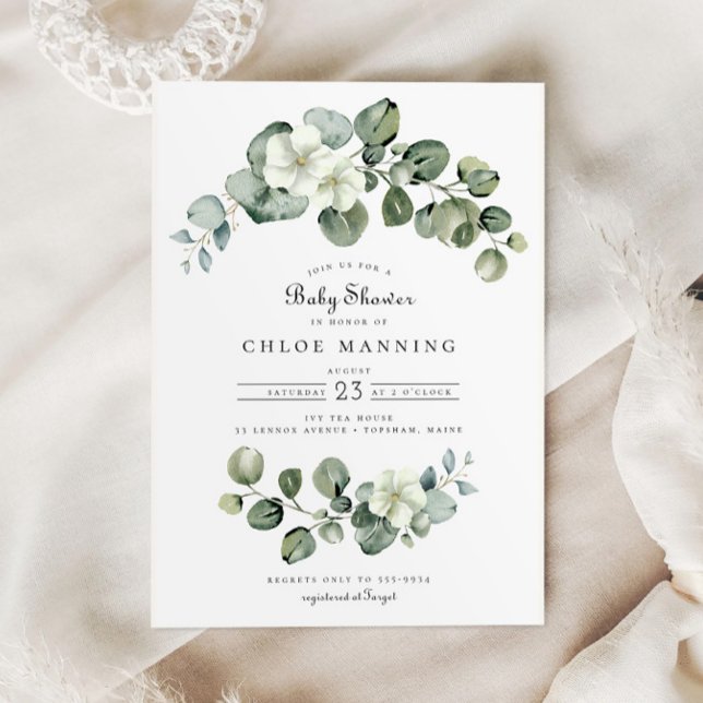 Elegant Eucalyptus Arch Greenery Baby Shower Invitation (Creator Uploaded)