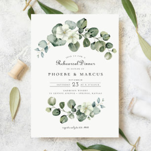 Elegant Eucalyptus Arch Greenery Rehearsal Dinner Invitation