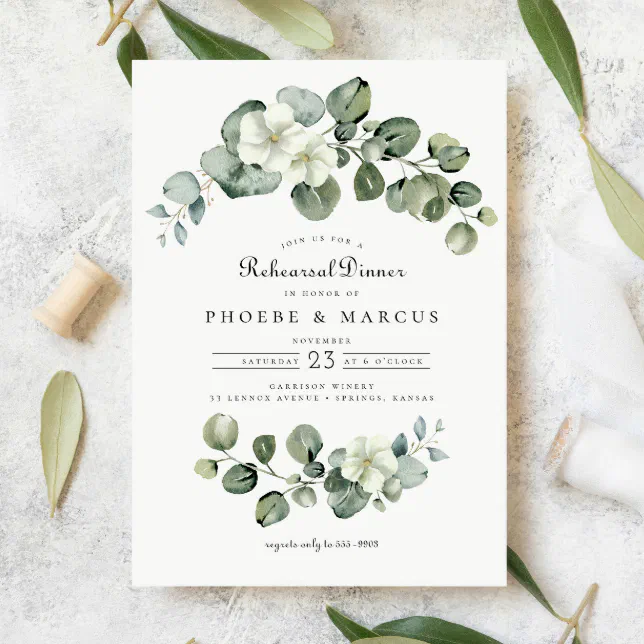 Elegant Eucalyptus Arch Greenery Rehearsal Dinner Invitation Zazzle