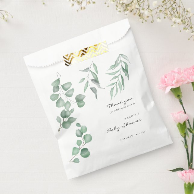 Elegant Eucalyptus Baby Shower Greenery Foliage Favor Bag (Sealed)