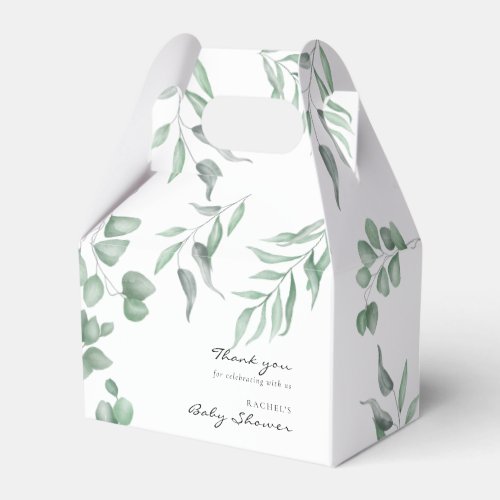Elegant Eucalyptus Baby Shower Greenery Foliage Favor Boxes