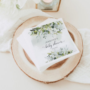 Elegant eucalyptus baby shower napkins