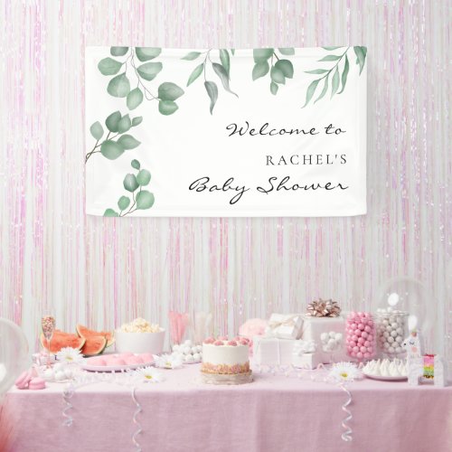 Elegant Eucalyptus Baby Shower Welcome Backdrop Banner