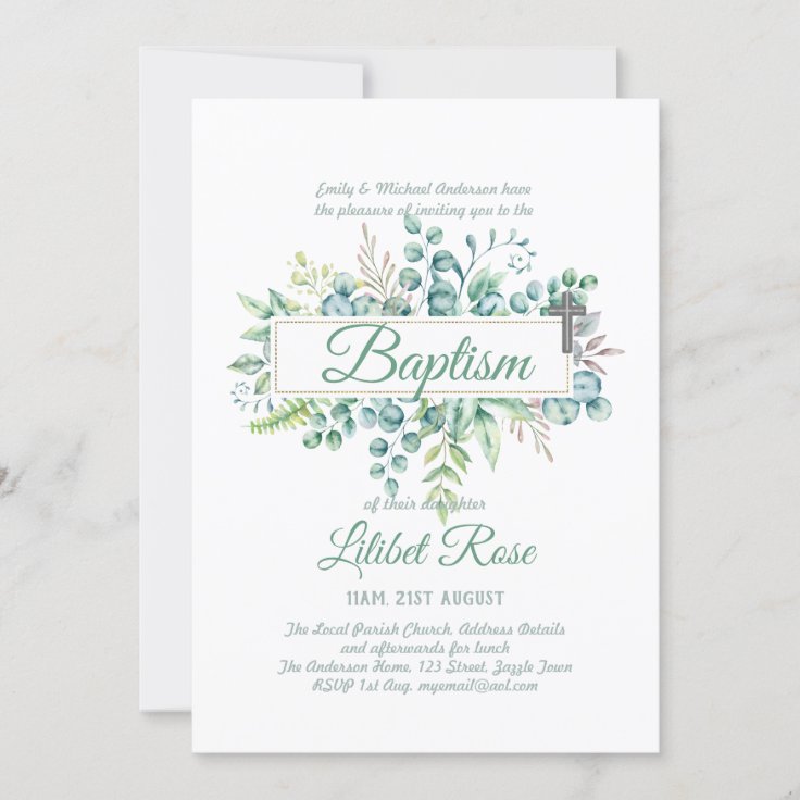 Elegant Eucalyptus Baptism Christening Greenery | Zazzle