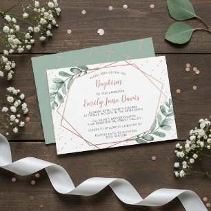 Elegant Eucalyptus Baptism Or Christening Invitation