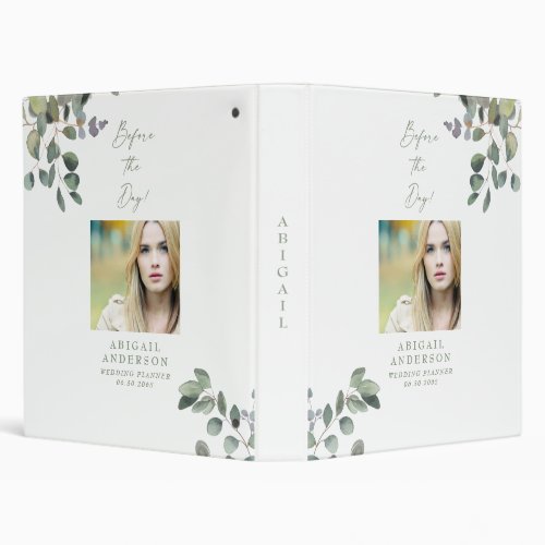 Elegant Eucalyptus Before the Day Wedding Planner 3 Ring Binder