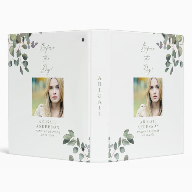 Elegant Eucalyptus Before the Day Wedding Planner 3 Ring Binder (Background)