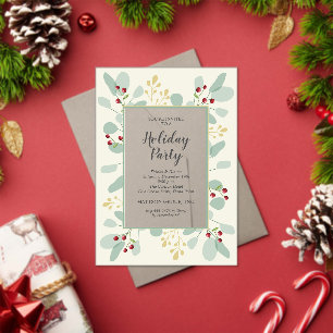 Elegant Eucalyptus & Berries Christmas Holiday Acrylic Invitations