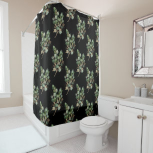 ELEGANT EUCALYPTUS BLACK INSPIRED  SHOWER CURTAIN