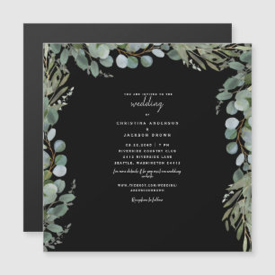 Elegant Eucalyptus Black Wedding II Magnetic Invitation