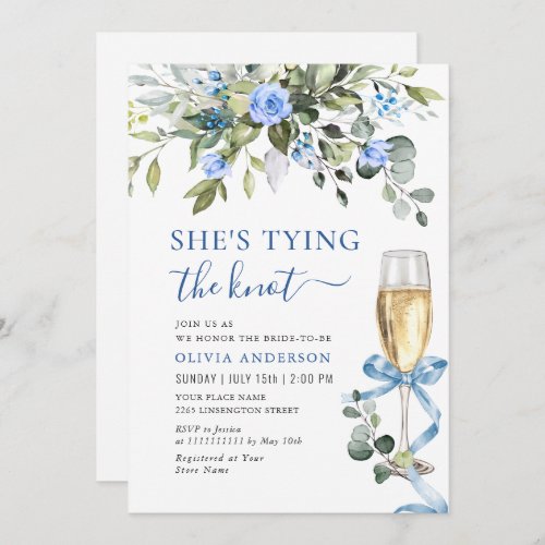 Elegant Eucalyptus Blue Flowers Bridal Shower Invitation