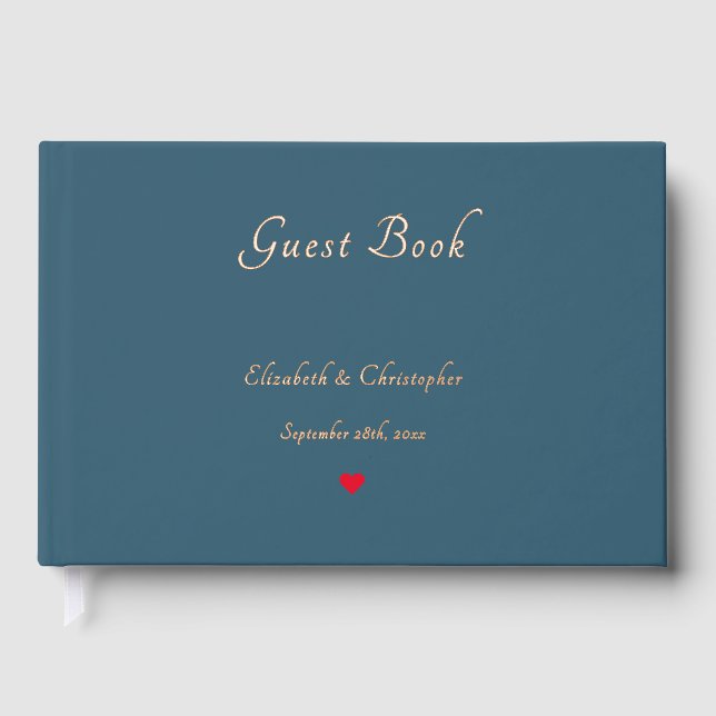 Elegant Eucalyptus Blue Gold Weddings Anniversary Foil Guest Book (Front)